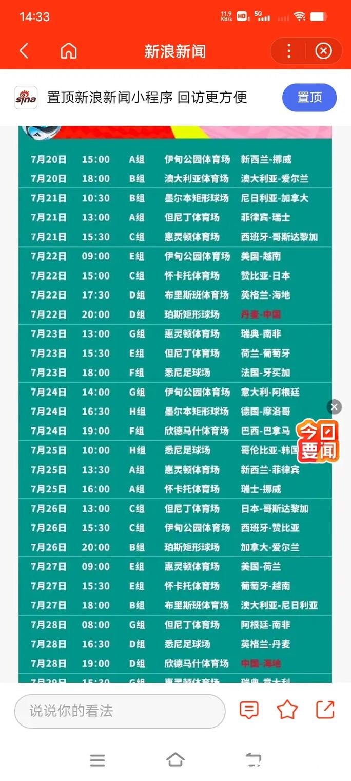 全面解析2023世界杯赛程时间表 全面解析2023世界杯赛程时间表